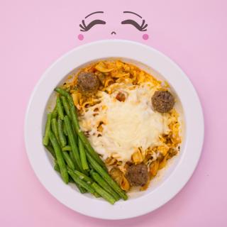 Cocotte de lasagne et boulettes de viande